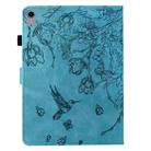 For iPad mini 2024 / mini 6 Flowers and Bird Embossed Smart Leather Tablet Case(Light Blue) - 3