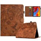 For iPad mini 5 / 4 / 3 / 2 / 1 Flowers and Bird Embossed Smart Leather Tablet Case(Brown) - 1