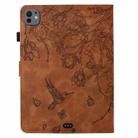 For iPad Pro 11 2024 Flowers and Bird Embossed Smart Leather Tablet Case(Brown) - 3