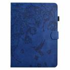 For iPad Pro 11 2024 Flowers and Bird Embossed Smart Leather Tablet Case(Dark Blue) - 2