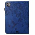 For iPad Pro 11 2024 Flowers and Bird Embossed Smart Leather Tablet Case(Dark Blue) - 3