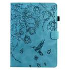 For iPad Pro 11 2024 Flowers and Bird Embossed Smart Leather Tablet Case(Light Blue) - 2