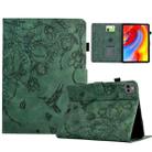 For iPad Pro 11 2024 Flowers and Bird Embossed Smart Leather Tablet Case(Green) - 1