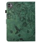 For iPad Pro 11 2024 Flowers and Bird Embossed Smart Leather Tablet Case(Green) - 3