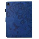 For Lenovo Tab M10 Plus 3rd Gen Flowers and Bird Embossed Smart Leather Tablet Case(Dark Blue) - 3