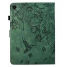 For Lenovo Tab M10 Plus 3rd Gen Flowers and Bird Embossed Smart Leather Tablet Case(Green) - 3