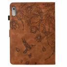 For Lenovo Tab P11 2nd Gen Flowers and Bird Embossed Smart Leather Tablet Case(Brown) - 3