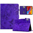 For Lenovo Tab P11 2nd Gen Flowers and Bird Embossed Smart Leather Tablet Case(Purple) - 1