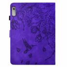 For Lenovo Tab P11 2nd Gen Flowers and Bird Embossed Smart Leather Tablet Case(Purple) - 3