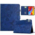 For Lenovo Tab P11 2nd Gen Flowers and Bird Embossed Smart Leather Tablet Case(Dark Blue) - 1