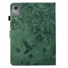 For Lenovo Xiaoxin Pad 11 2025 Flowers and Bird Embossed Smart Leather Tablet Case(Green) - 3