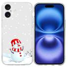 For iPhone 16 Plus Christmas Painted Pattern TPU Transparent Phone Case(Snowman) - 1