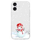 For iPhone 16 Plus Christmas Painted Pattern TPU Transparent Phone Case(Snowman) - 2