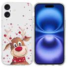 For iPhone 16 Plus Christmas Painted Pattern TPU Transparent Phone Case(Elk) - 1