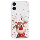 For iPhone 16 Plus Christmas Painted Pattern TPU Transparent Phone Case(Elk) - 2