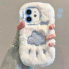 For iPhone 12 Plush Embroidery Full Coverage Phone Case(White + Blue Cloud) - 1