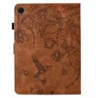 For Samsung Galaxy Tab A8 2022 SM-X200 Flowers and Bird Embossed Smart Leather Tablet Case(Brown) - 3