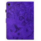 For Samsung Galaxy Tab A9+ Flowers and Bird Embossed Smart Leather Tablet Case(Purple) - 3