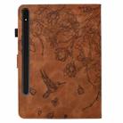 For Samsung Galaxy Tab S7 / S8 Flowers and Bird Embossed Smart Leather Tablet Case(Brown) - 3