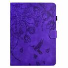 For Samsung Galaxy Tab S7 / S8 Flowers and Bird Embossed Smart Leather Tablet Case(Purple) - 2