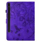 For Samsung Galaxy Tab S7 / S8 Flowers and Bird Embossed Smart Leather Tablet Case(Purple) - 3