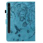 For Samsung Galaxy Tab S7 / S8 Flowers and Bird Embossed Smart Leather Tablet Case(Light Blue) - 3