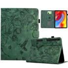 For Samsung Galaxy Tab S7 / S8 Flowers and Bird Embossed Smart Leather Tablet Case(Green) - 1