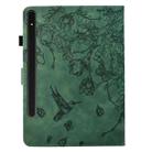 For Samsung Galaxy Tab S7 / S8 Flowers and Bird Embossed Smart Leather Tablet Case(Green) - 3