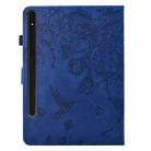 For Samsung Galaxy Tab S9 Flowers and Bird Embossed Smart Leather Tablet Case(Dark Blue) - 3