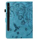 For Samsung Galaxy Tab S9 Flowers and Bird Embossed Smart Leather Tablet Case(Light Blue) - 3