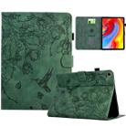 For Samsung Galaxy Tab A7 10.4 T500 Flowers and Bird Embossed Smart Leather Tablet Case(Green) - 1