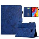 For Samsung Galaxy Tab A 10.1 T580 Flowers and Bird Embossed Smart Leather Tablet Case(Dark Blue) - 1