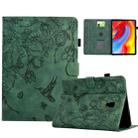 For Samsung Galaxy Tab A 10.5 T590 Flowers and Bird Embossed Smart Leather Tablet Case(Green) - 1