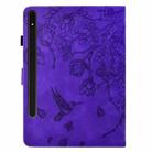For Samsung Galaxy Tab S10 FE+ Flowers and Bird Embossed Smart Leather Tablet Case(Purple) - 3