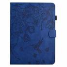 For Samsung Galaxy Tab S10 FE+ Flowers and Bird Embossed Smart Leather Tablet Case(Dark Blue) - 2