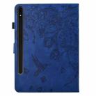 For Samsung Galaxy Tab S10 FE+ Flowers and Bird Embossed Smart Leather Tablet Case(Dark Blue) - 3