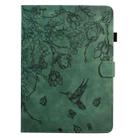 For Samsung Galaxy Tab S10 FE+ Flowers and Bird Embossed Smart Leather Tablet Case(Green) - 2