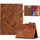 For Samsung Galaxy Tab A7 Lite T220 Flowers and Bird Embossed Leather Tablet Case(Brown) - 1