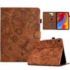 For Samsung Galaxy Tab A9 Flowers and Bird Embossed Leather Tablet Case(Brown) - 1