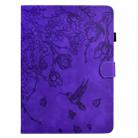 For Samsung Galaxy Tab A9 Flowers and Bird Embossed Leather Tablet Case(Purple) - 2