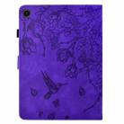For Samsung Galaxy Tab A9 Flowers and Bird Embossed Leather Tablet Case(Purple) - 3