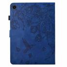 For Samsung Galaxy Tab A9 Flowers and Bird Embossed Leather Tablet Case(Dark Blue) - 3