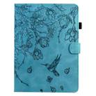 For Samsung Galaxy Tab A9 Flowers and Bird Embossed Leather Tablet Case(Light Blue) - 2
