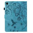 For Samsung Galaxy Tab A9 Flowers and Bird Embossed Leather Tablet Case(Light Blue) - 3