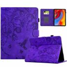 For Amazon Kindle 11th 2022 Flowers and Bird Embossed Smart Leather Tablet Case(Purple) - 1