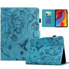 For Amazon Kindle 11th 2022 Flowers and Bird Embossed Smart Leather Tablet Case(Light Blue) - 1