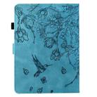 For Amazon Kindle 11th 2022 Flowers and Bird Embossed Smart Leather Tablet Case(Light Blue) - 3