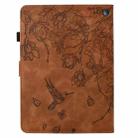 For Amazon Fire HD 8 2022/2020 Flowers and Bird Embossed Smart Leather Tablet Case(Brown) - 3