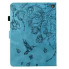 For Amazon Fire HD 8 2022/2020 Flowers and Bird Embossed Smart Leather Tablet Case(Light Blue) - 3