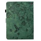 For Amazon Fire HD 8 2022/2020 Flowers and Bird Embossed Smart Leather Tablet Case(Green) - 3